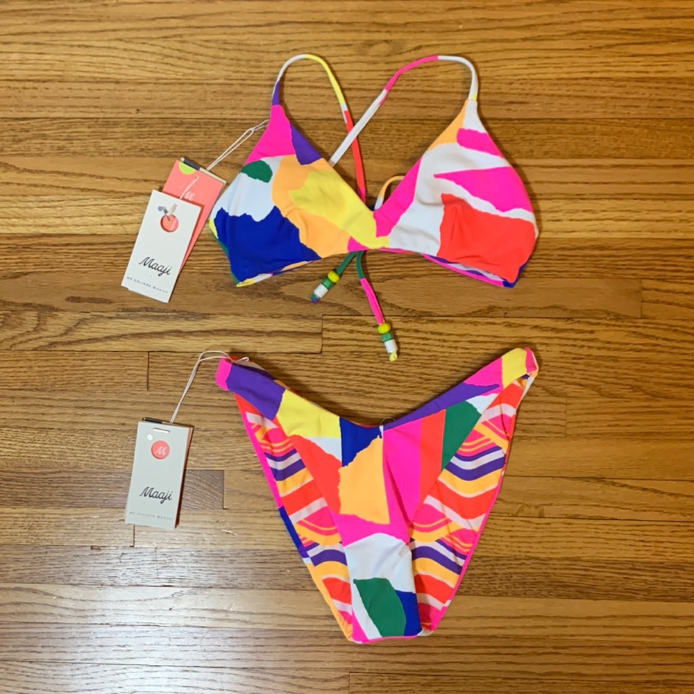 Maaji swimsuit - classic bralette bikini with light v front and high leg bottoms
